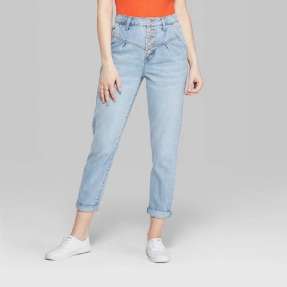 NWT Wild Fable Button Fly Straight Leg Jeans Light Sky Wash Size 8